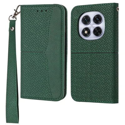 For Xiaomi Redmi Note 14 Pro 4G Case Woven Texture PU Leather Wallet Phone Cover - Green