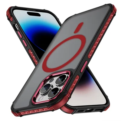 For iPhone 14 Pro Case Compatible with MagSafe PC + TPU Skin Feeling Back Cover - Red