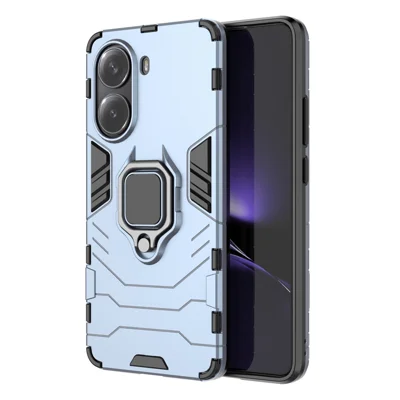 Voor Xiaomi Poco X7 Pro 5G hoesje PC + TPU beschermhoes met ringstandaard - Blauw