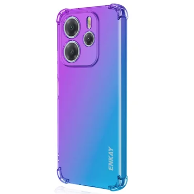 ENKAY For Xiaomi Redmi Note 14 5G Case Gradient Series Thickened Four Corner Anti-Drop TPU Phone Cover - Purple / Blue