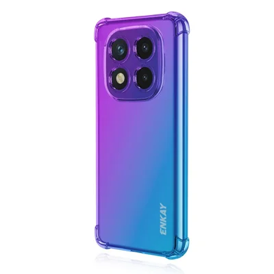 ENKAY For Xiaomi Redmi Note 14 Pro 5G / Poco X7 5G Case Gradient Series Thickened Four Corner Anti-Drop TPU Phone Cover - Purple / Blue