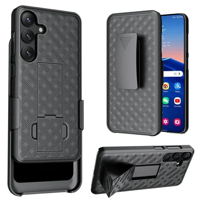 For Samsung Galaxy S25 Case PC + TPU Sliding Screen Cover Kickstand Phone Shell with Clip