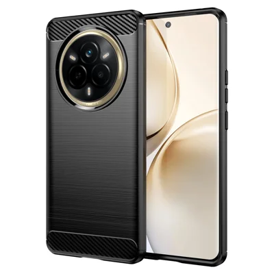 For Realme 14 Pro 5G Case Protective Phone Cover Carbon Fiber Texture Brushed - Black