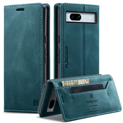 AUTSPACE For Google Pixel 7a Wallet Case  A01 Leather Stand Cover with RFID Blocking Card Holder - Blue