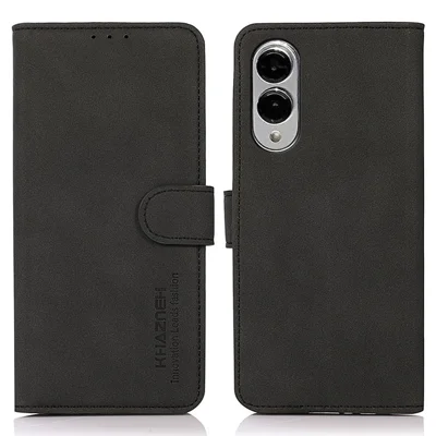 KHAZNEH For Samsung Galaxy S25 Edge Case PU Leather Wallet Stand Phone Cover - Black
