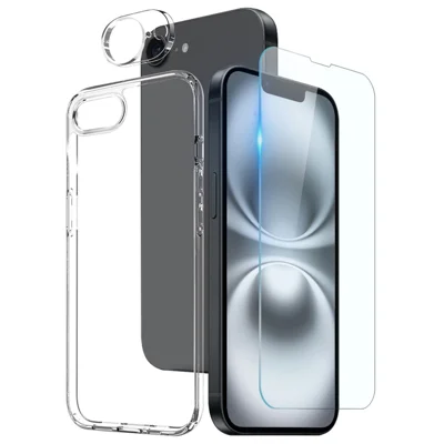 NORTHJO For iPhone 17e / 16e TPU Phone Case Set with Front Screen Protector + Lens Film