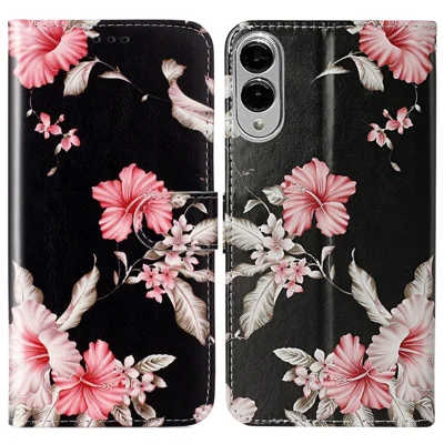 For Samsung Galaxy S25 Edge Case Pattern PU Leather Flip Phone Cover - Rhododendron