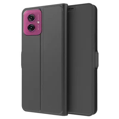 For Motorola Moto G55 5G Case Shockproof TPU Inner Shell Leather Phone Cover Card Slot - Black