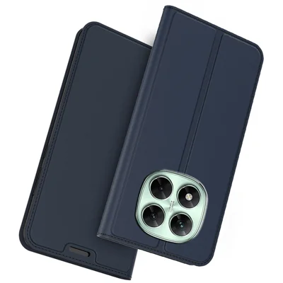 For Xiaomi Redmi Note 14 Pro+ 5G Case PU Leather Phone Cover with Card Holder Stand - Blue