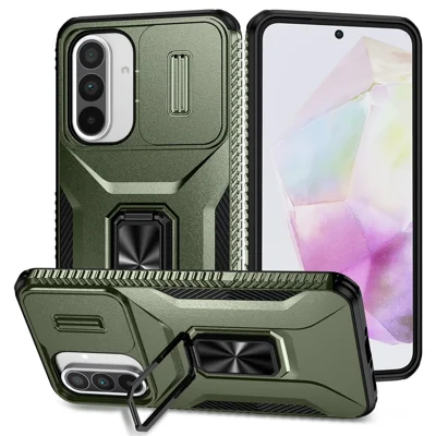 For Samsung Galaxy A37 5G / A56 5G / A36 5G Case Camshield Kickstand TPU+PC Anti-Slip Phone Cover - Green