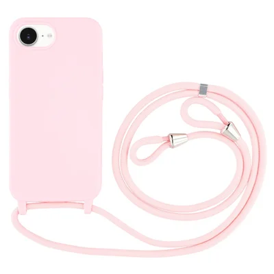 For iPhone 17e / 16e Case TPU Soft Shockproof Phone Cover with Adjustable Lanyard - Pink