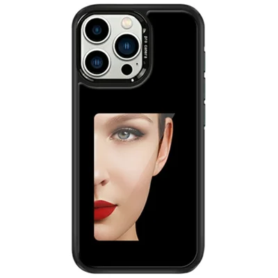 For iPhone 16 Pro Max E-Ink Case 4 inch HD 4 Colors Phone Cover Supports NFC Transfer DIY Pictures - Black