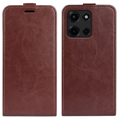 For Motorola Moto G 5G (2025) Case with Card Slots Vertical Flip Leather Phone Cover - Brown