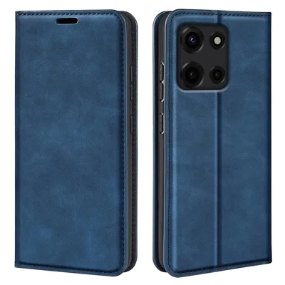 For Motorola Moto G 5G (2025) Case Skin Touch Leather Wallet Phone Cover - Blue