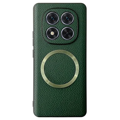 For Xiaomi Redmi Note 14 Pro 5G / Poco X7 5G Magnetic Case Litchi Texture PU Leather + TPU Phone Back Cover - Green