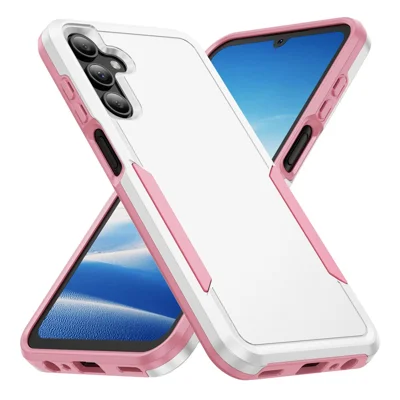 For Samsung Galaxy A15 4G / 5G Case PC + TPU Military Grade Drop Protective Phone Cover - White + Pink