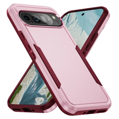 For Google Pixel 9 Pro XL Case PC + TPU Military Grade Drop Protective Phone Cover - Pink + Rose