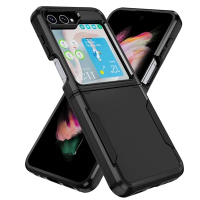 For Samsung Galaxy Z Flip5 5G Case PC + TPU Military Grade Drop Protective Phone Cover - Black