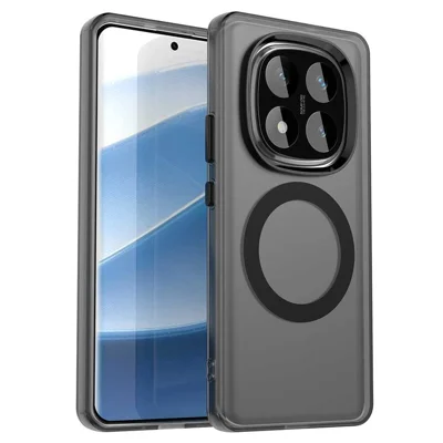 For Xiaomi Redmi Note 14 Pro 4G Magnetic Case Anti Drop Hybrid Phone Back Cover - Black
