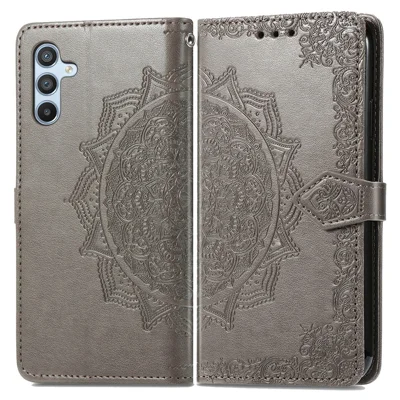 For Samsung Galaxy A56 5G Case Wallet Mandala Flower Leather Phone Cover Stand View - Grey