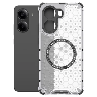 For Xiaomi Poco X7 Pro 5G  /  Redmi Turbo 4 5G Magnetic Case Honeycomb Design TPU + PC Phone Cover - Transparent