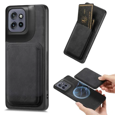 For Motorola Edge 60 Neo 5G / Edge 50 Neo 5G / Moto S50 5G / ThinkPhone 25 5G Case Magnetic Case Leather Back Cover with Detachable Card Holder - Black