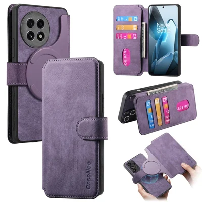 CASENEO For OnePlus Ace 5 5G / Ace 5 Pro 5G / 13R 5G Magnetic Case  Detachable Leather Phone Wallet Cover  - Purple