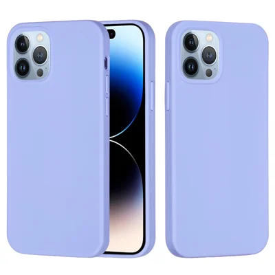 Bulk Purchasing For iPhone 14 Pro Max Case Liquid Silicone Soft Lining Back Phone Cover - Purple