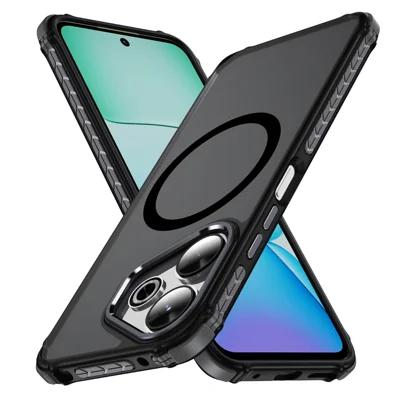 For Xiaomi Redmi 13 4G Magnetic Case PC + TPU Skin Feeling Back Cover - Black