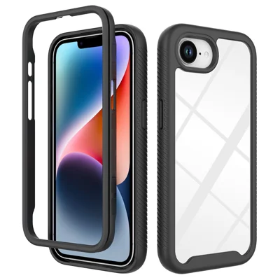 For iPhone 16e Hoesje Anti-val 2-in-1 PC + TPU Telefoonhoes - Zwart