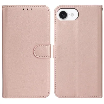 For iPhone 17e / 16e Case PU Leather Flip Phone Cover Wallet Card Slot Holder - Rose Gold