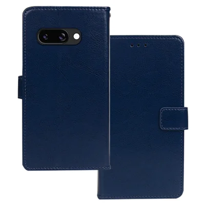 IDEWEI For Google Pixel 9a Case Wallet Leather Phone Cover Crazy Horse Texture - Blue