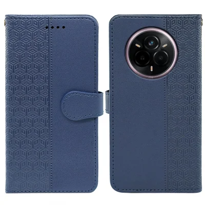 For Realme 14 Pro+ 5G Wallet Phone Case Pattern Imprint Leather Flip Cover - Blue