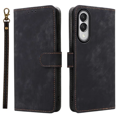 For Samsung Galaxy S25 Edge Case Wallet RFID Blocking PU Leather Cover Viewing Stand - Black