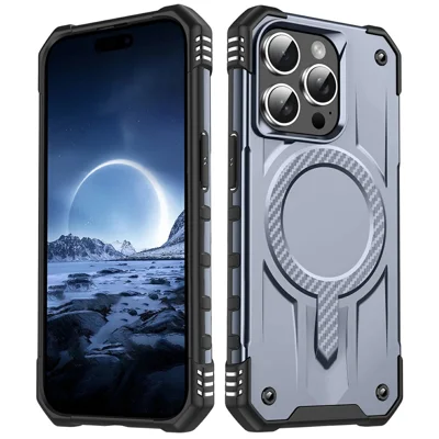 For iPhone 14 Pro Case Compatible with MagSafe Four Corner Airbags PC + TPU Phone Cover - Grey