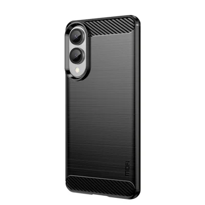 MOFI For Samsung Galaxy S25 Edge Back Cover  Brushed Texture Carbon Fiber Soft TPU Case - Black