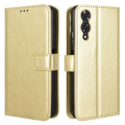 For Cubot A10 Case Crazy Horse Texture PU Leather Phone Wallet Cover - Gold