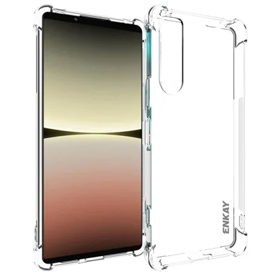 ENKAY HAT PRINCE For Sony Xperia 5 IV 5G Transparent Phone Cover with Air Buffer Anti-slip Strip Edge Shockproof Protective Phone Case