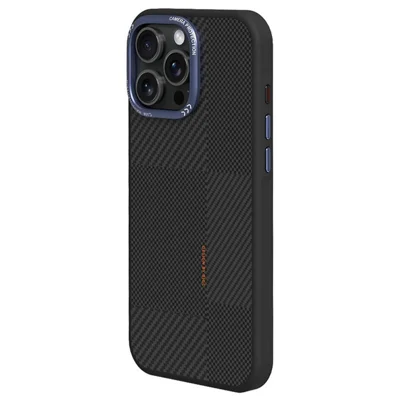 For iPhone 16 Pro Magnetic Case Textured TPU PC Phone Back Cover Anti Fingerprint Shockproof - Blue