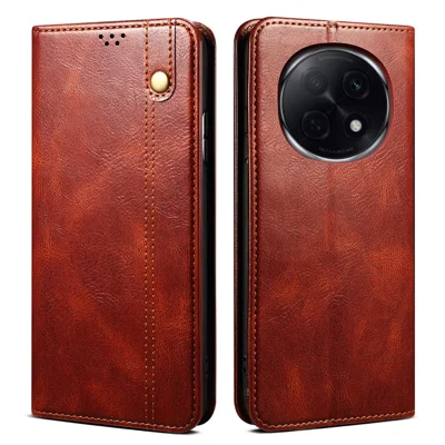 For Oppo F29 Pro 5G (Global) / A5 Pro 5G (China) Case Crazy Horse Texture Waxy Leather Wallet Stand Phone Cover - Brown