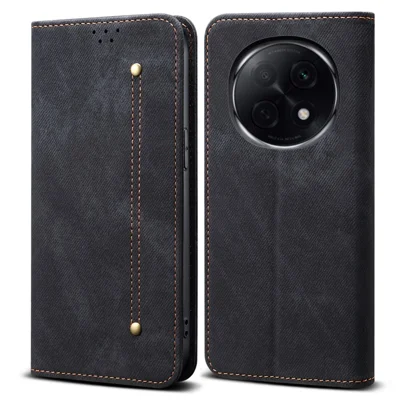 For Oppo F29 Pro 5G (Global) / A5 Pro 5G (China) Case Jeans Cloth Texture Anti-Scratch Leather Stand Phone Cover - Black