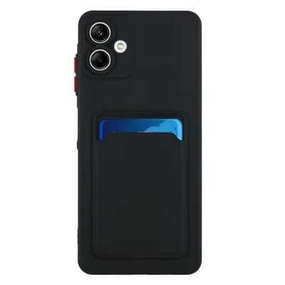 For Samsung Galaxy A06 4G Case Card Slot Matte Fingerprint-Free Back Cover - Black