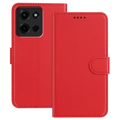 For Motorola Moto G Stylus 5G (2025) Leather Case Wallet Stand Solid Color Anti Drop Phone Cover - Red