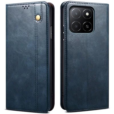 Voor Honor X8c 4G hoesje Crazy Horse structuur gewaxt lederen portemonnee standaard telefoonhoes - Blauw