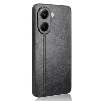 Voor Xiaomi Poco X7 Pro 5G hoesje Leer + TPU + PC telefoonhoesje met stiksels - Zwart