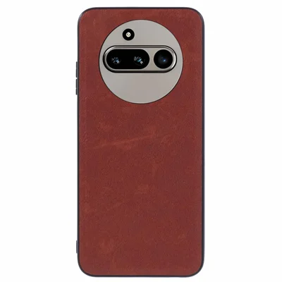 For Nothing Phone (3a) Case Retro Leather Coated PC + TPU Phone Cover - Brown