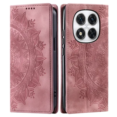 Style-010 For Xiaomi Redmi Note 14 Pro 4G Case Magnetic Closing Leather Phone Cover Pattern Imprinted - Rose Gold