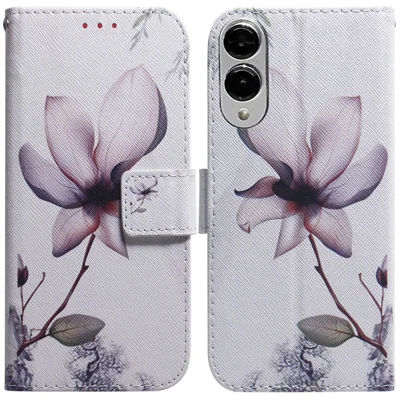 For Samsung Galaxy S25 Edge Wallet Case Pattern Print Leather Phone Cover - Pink Flower