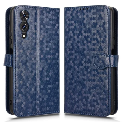 For Cubot A10 Wallet Case Dot Pattern Imprint PU Leather Phone Cover - Dark Blue