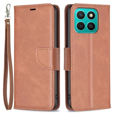 Voor Honor X8c 4G hoesje Schokbestendige PU-leerhoes met portemonnee en kaartslots - Bruin